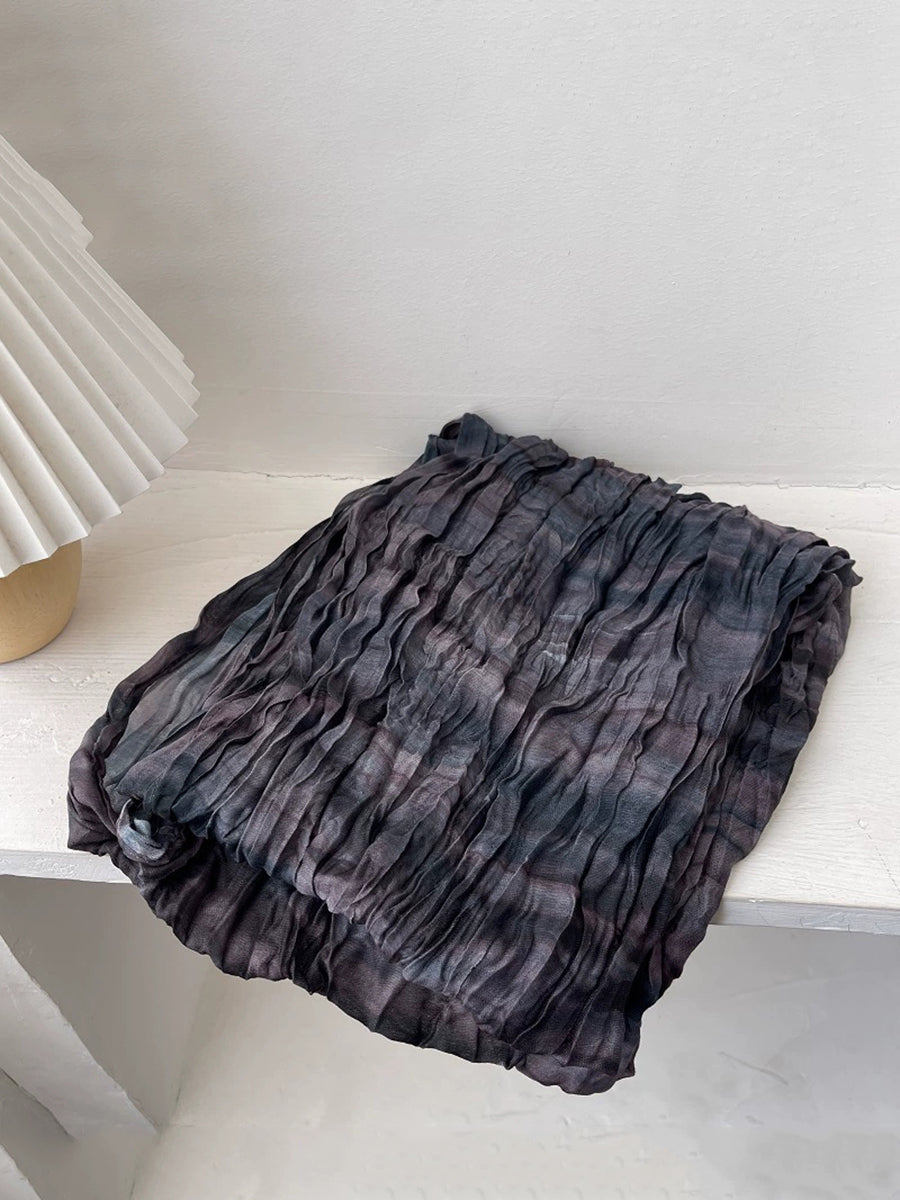 Women Vintage Shirred Tie-dye Shawl Scarf