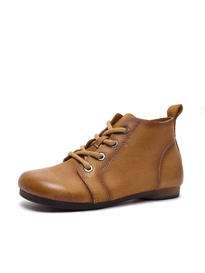 Women Genuine Leather Spliced Soft Ankle Boots