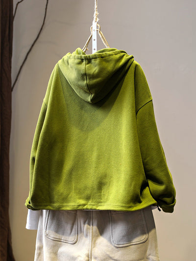 Women Autumn Pure Color Hooded Cardigan Shirt Coat