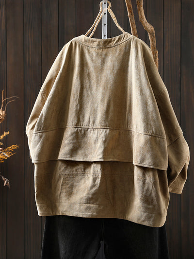 Women Autumn Pure Color O-Neck Cardigan Jacket