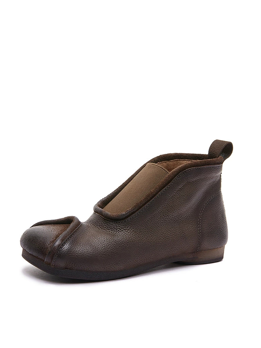 Women Genuine Leather Spliced Ankle Boots