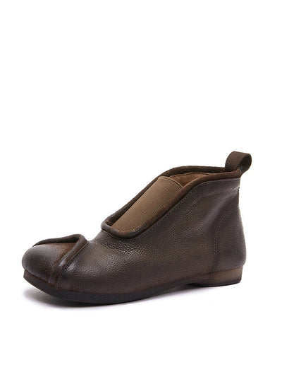 Women Genuine Leather Spliced Ankle Boots