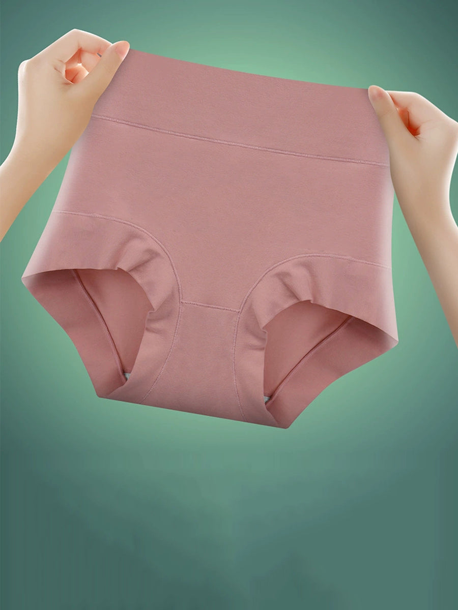 6 Pieces Women High Waist Pure Color Cotton Underwear