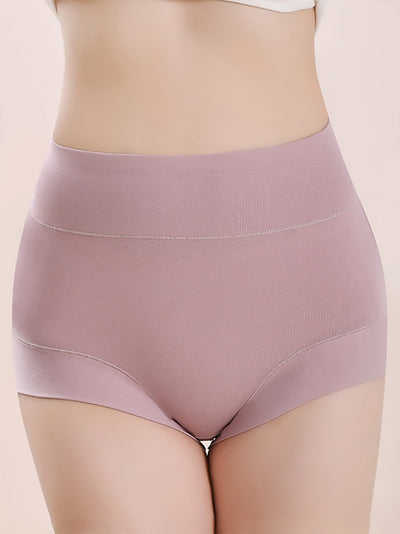 6 Pieces Women High Waist Pure Color Cotton Underwear