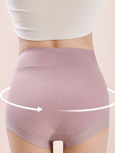 6 Pieces Women High Waist Pure Color Cotton Underwear