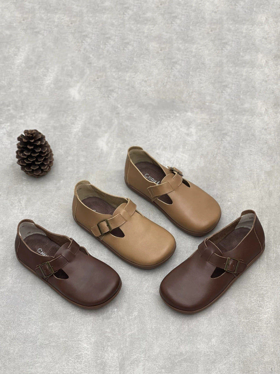 Women Vintage Autumn Soft Leather Flat Shoes