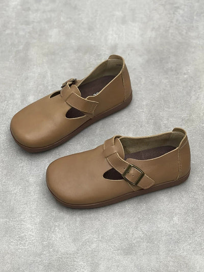 Women Vintage Autumn Soft Leather Flat Shoes