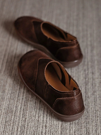 Women Autumn Genuine Leather Spliced Flat Shoes