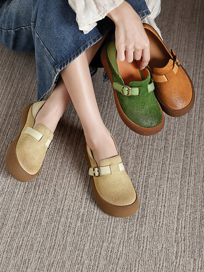Women Autumn Vintage Leather Flat Shoes