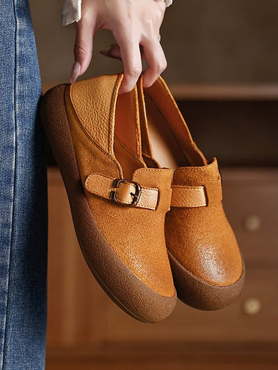Women Autumn Vintage Leather Flat Shoes