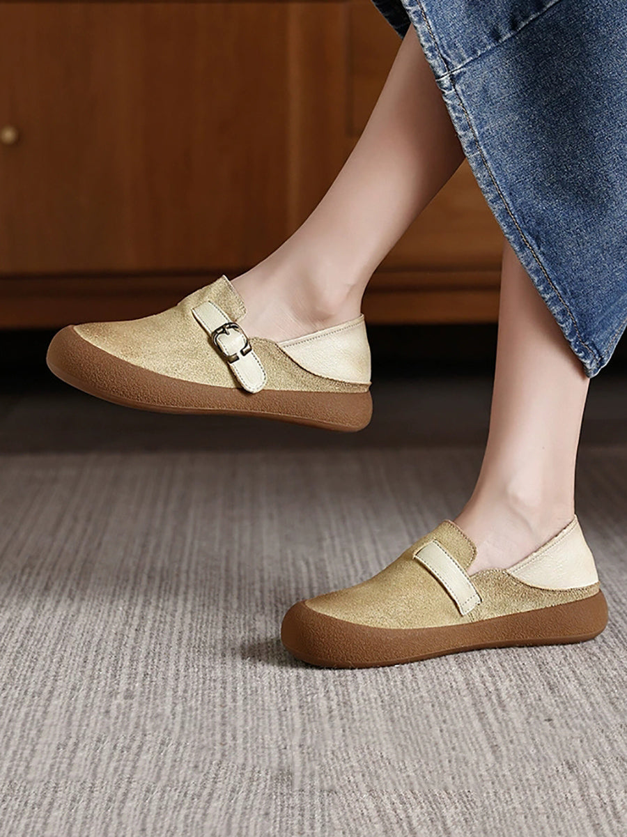 Women Autumn Vintage Leather Flat Shoes