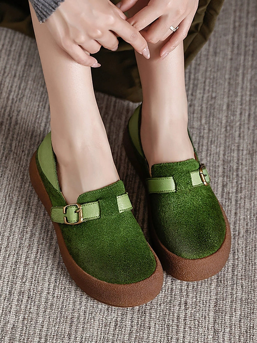 Women Autumn Vintage Leather Flat Shoes