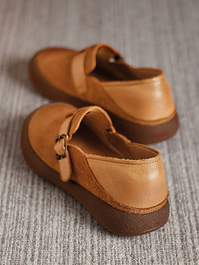 Women Autumn Vintage Leather Flat Shoes