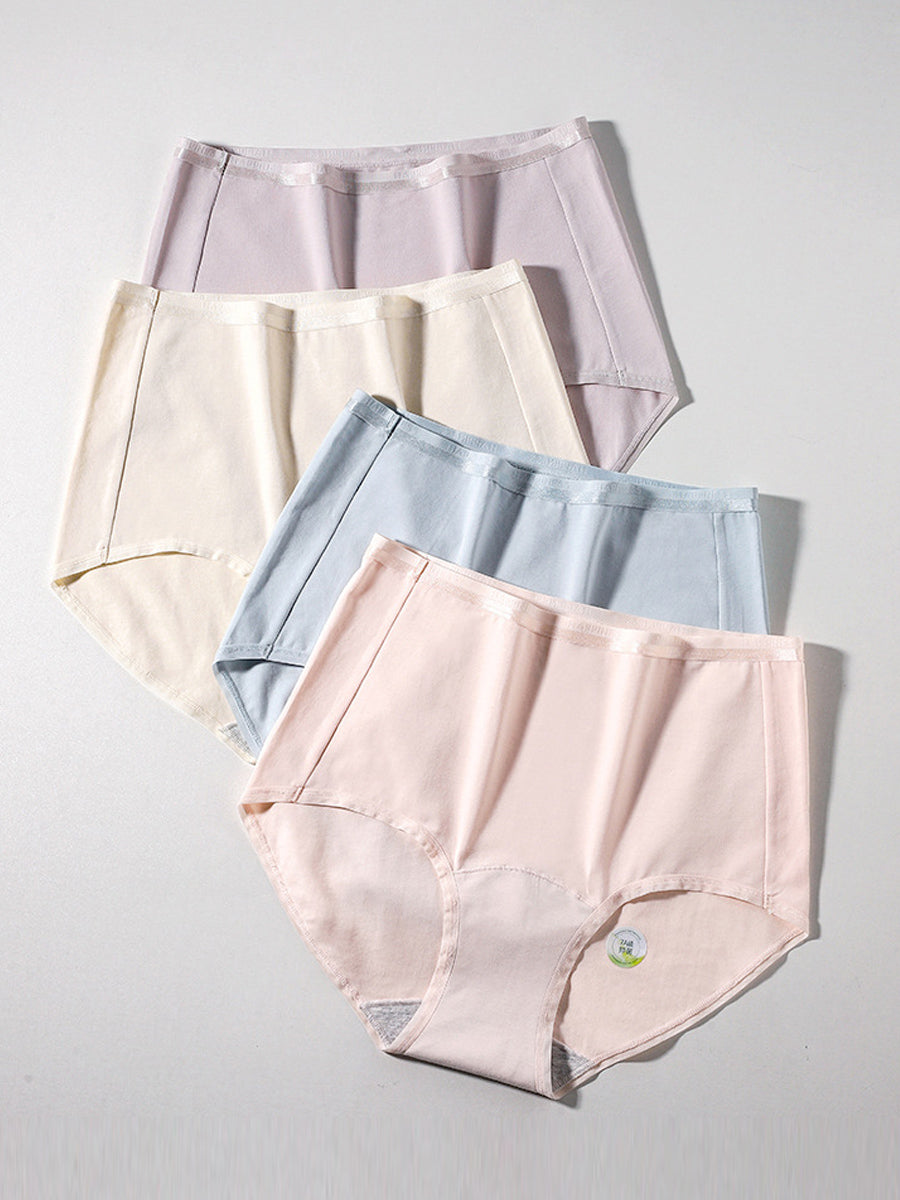 6 Pieces Women High Waist Pure Color Cotton Underwear
