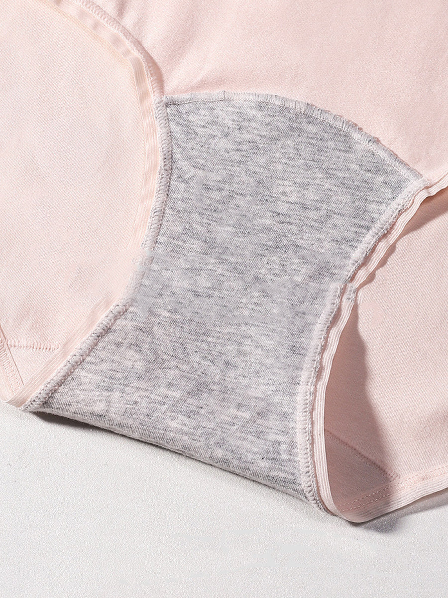 6 Pieces Women High Waist Pure Color Cotton Underwear