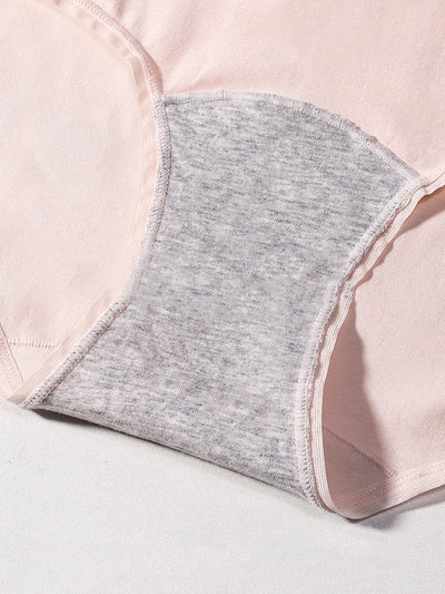 6 Pieces Women High Waist Pure Color Cotton Underwear