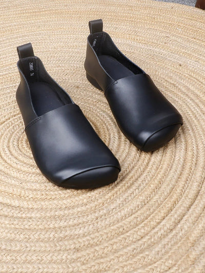 Women Vintage Autumn Genuine Leather Low Heel Shoes