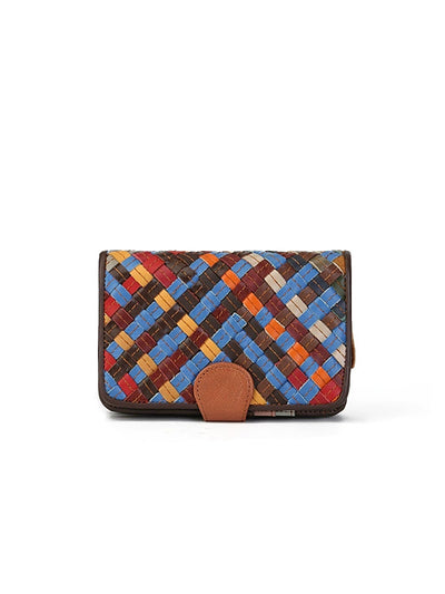 Colorful Leather Weave Multifunction Wallet