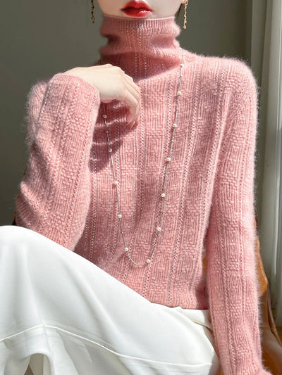 Women Autumn Artsy Knitted Wool Turtleneck Sweater