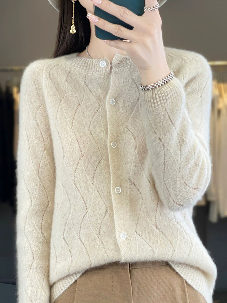 Women Autumn Casual O-Neck Cardigan Sweater