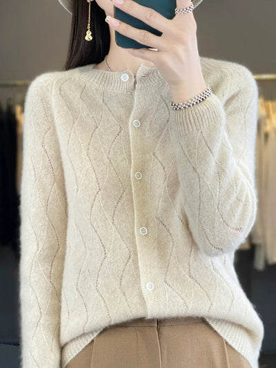 Women Autumn Casual O-Neck Cardigan Sweater