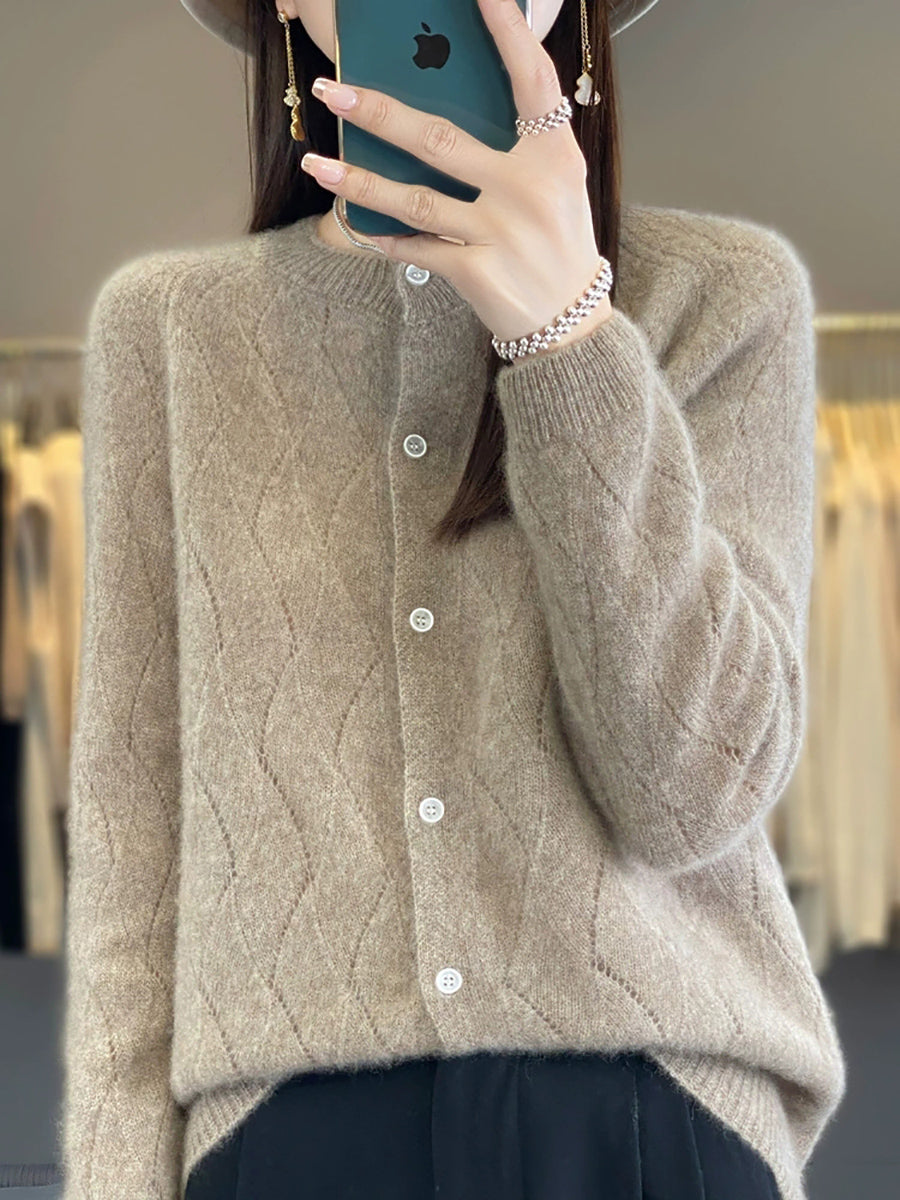 Women Autumn Casual O-Neck Cardigan Sweater