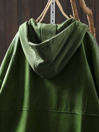 Women Autumn Fashion Pure Color Hooded Jacket