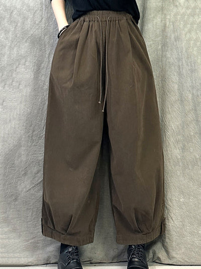 Women Autumn Pure Color Cotton Harem Pants