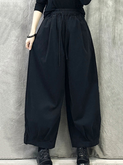 Women Autumn Pure Color Cotton Harem Pants