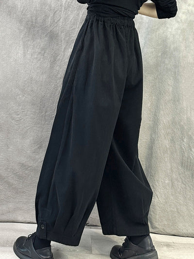 Women Autumn Pure Color Cotton Harem Pants