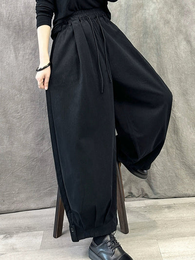 Women Autumn Pure Color Cotton Harem Pants