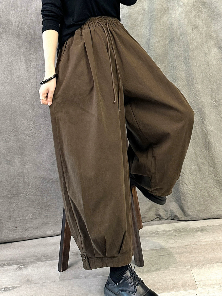 Women Autumn Pure Color Cotton Harem Pants