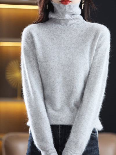 Women Autumn Casual Knitted Wool Turtleneck Sweater