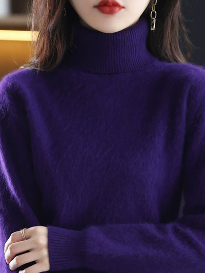 Women Autumn Casual Knitted Wool Turtleneck Sweater