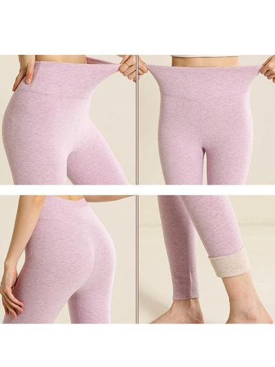 Women Autumn Warm Pure Color High Waist Leggings