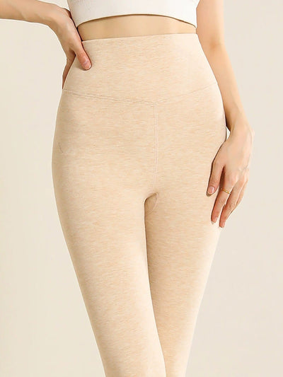 Women Autumn Warm Pure Color High Waist Leggings