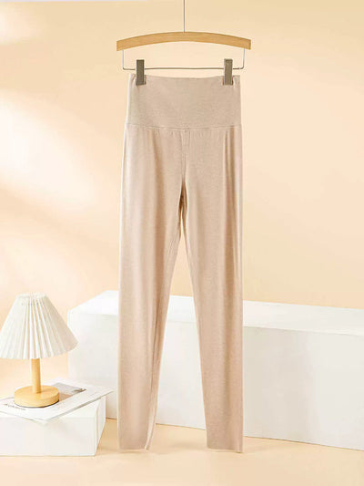 Women Autumn Warm Pure Color High Waist Leggings