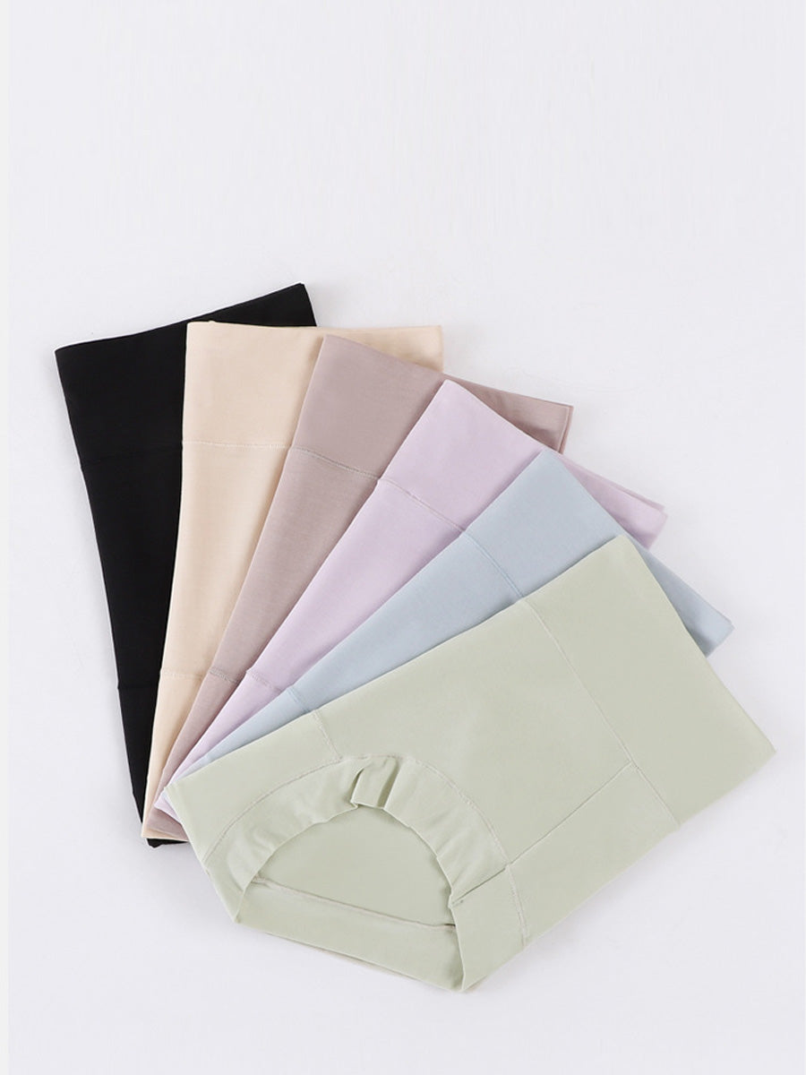 6 Pieces Women High Waist Pure Color Cotton Underwear