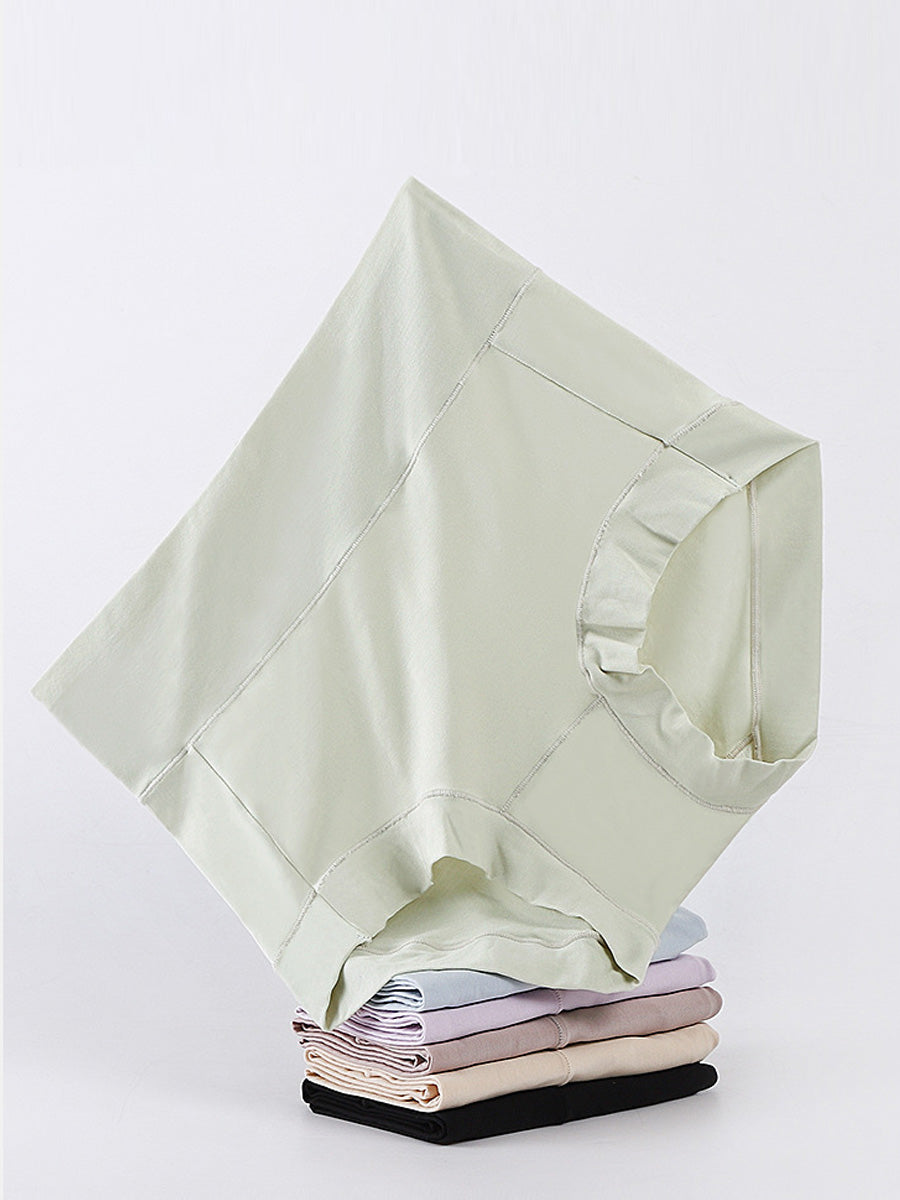 6 Pieces Women High Waist Pure Color Cotton Underwear