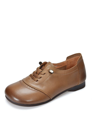 Women Autumn Genuine Leather Low Heel Shoes