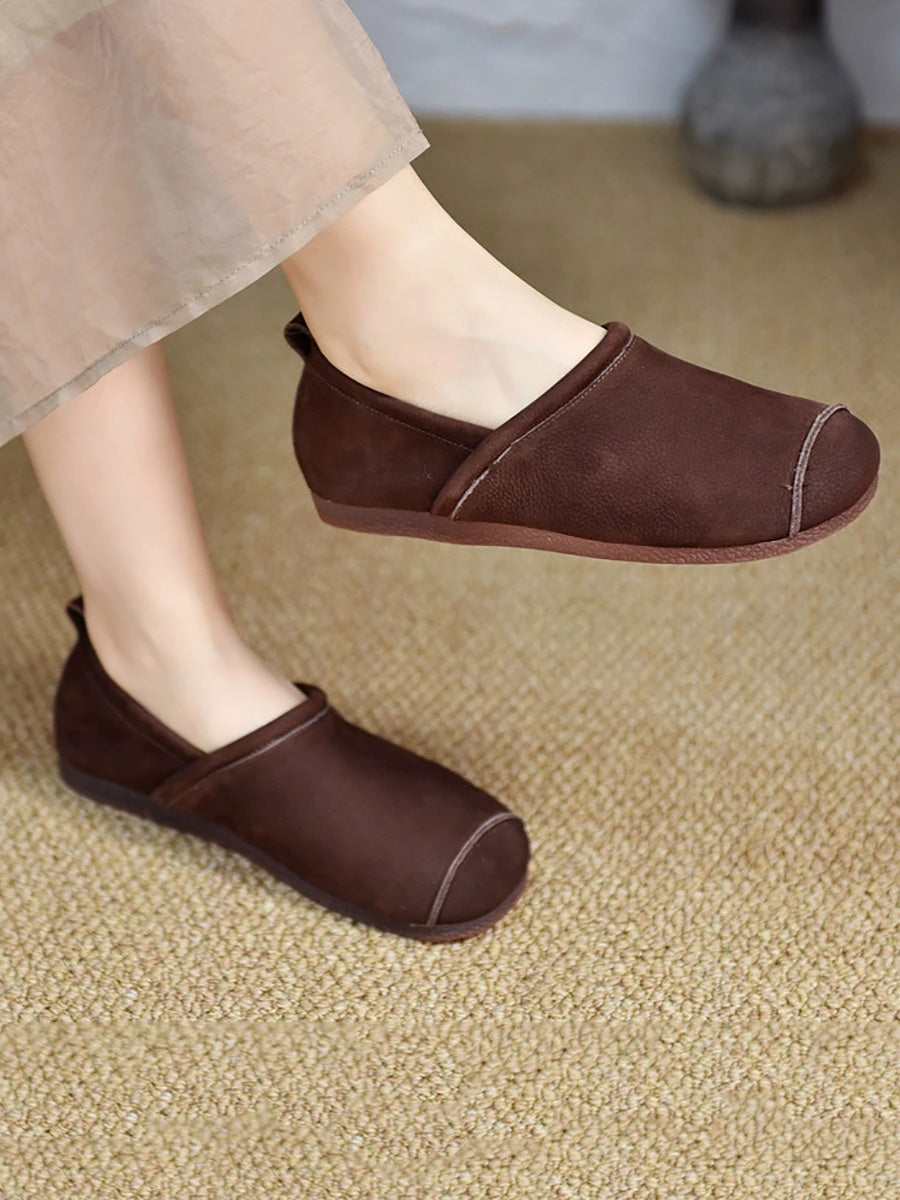 Women Vintage Genuine Leather Flat Shoes