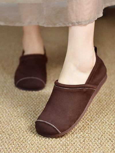 Women Vintage Genuine Leather Flat Shoes