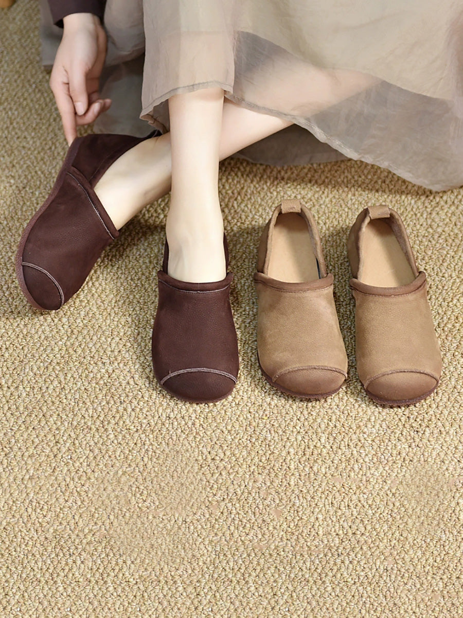 Women Vintage Genuine Leather Flat Shoes