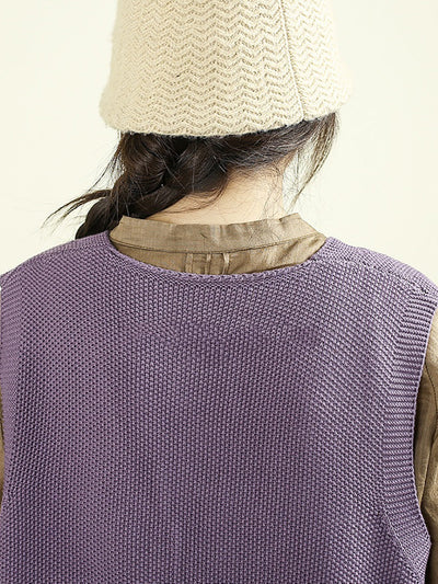 Women Autumn Casual Pure Color V-Neck Knitted Vest