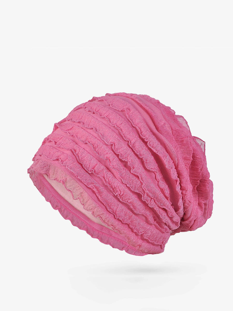 Women Summer Pure Color Shirred Hat