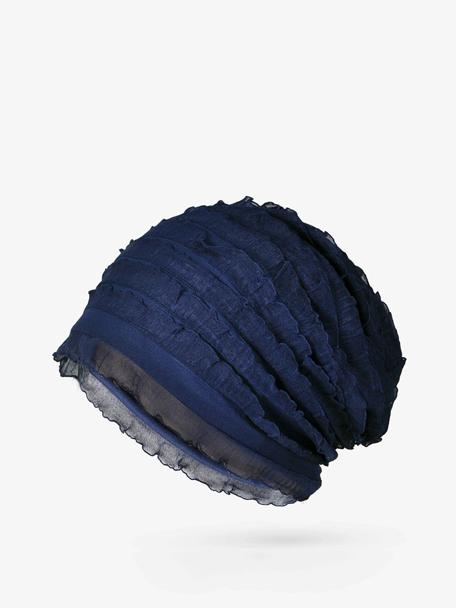 Women Summer Pure Color Shirred Hat