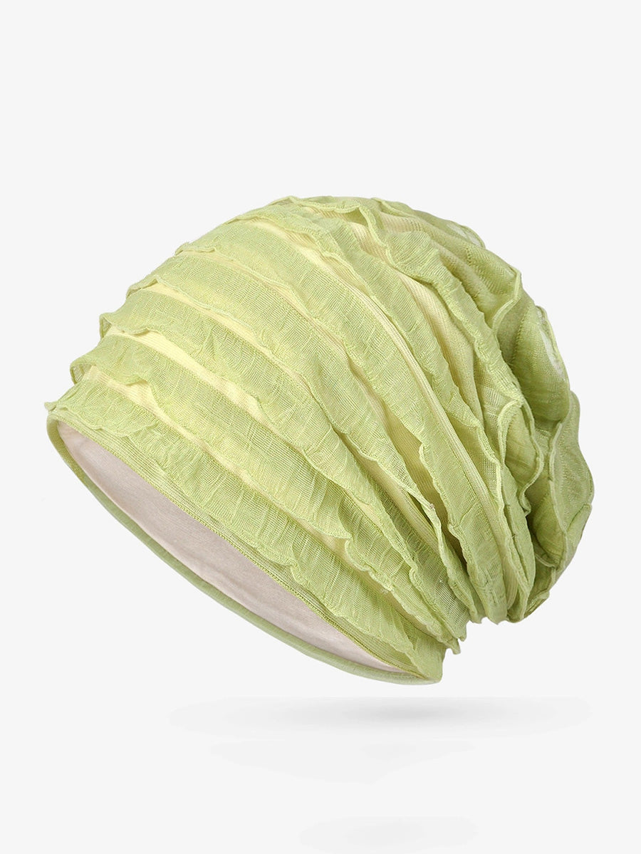 Women Summer Pure Color Shirred Hat