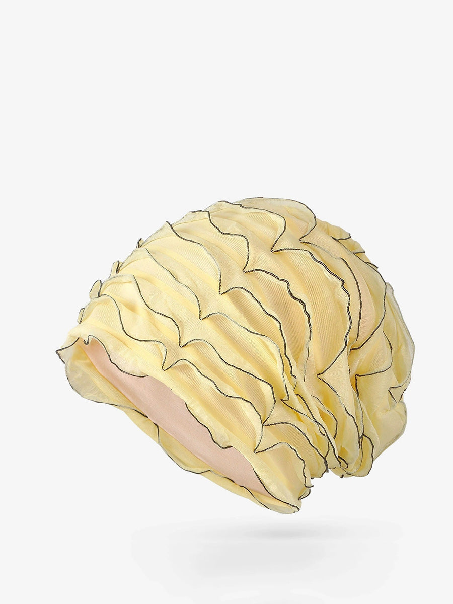 Women Summer Pure Color Shirred Hat