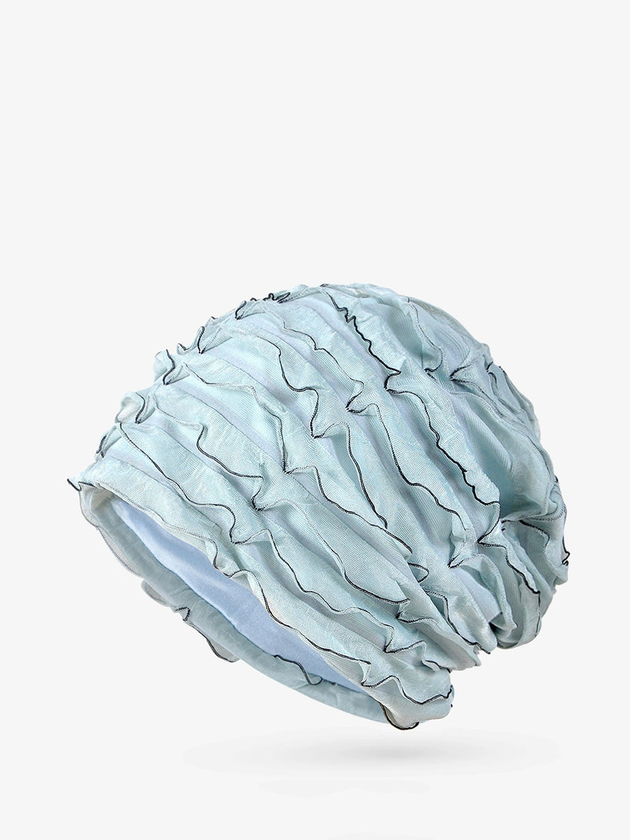 Women Summer Pure Color Shirred Hat