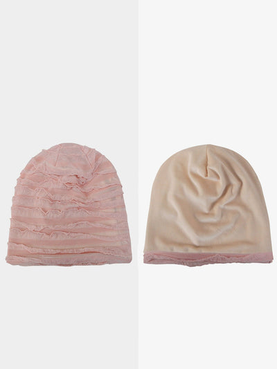 Women Summer Pure Color Shirred Hat